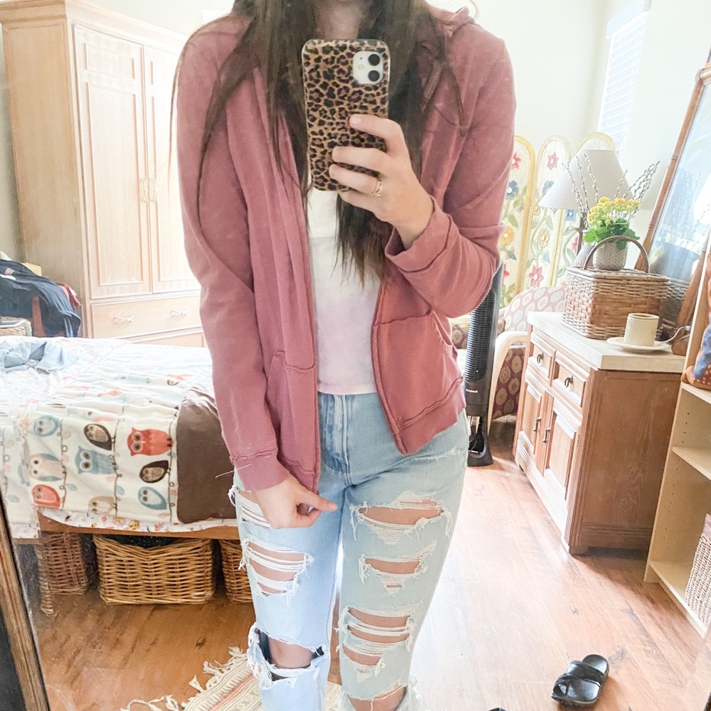 Mauve Zip Up Sweater